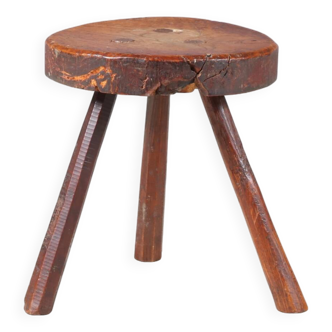 1950s Brutalist tripod stool from France