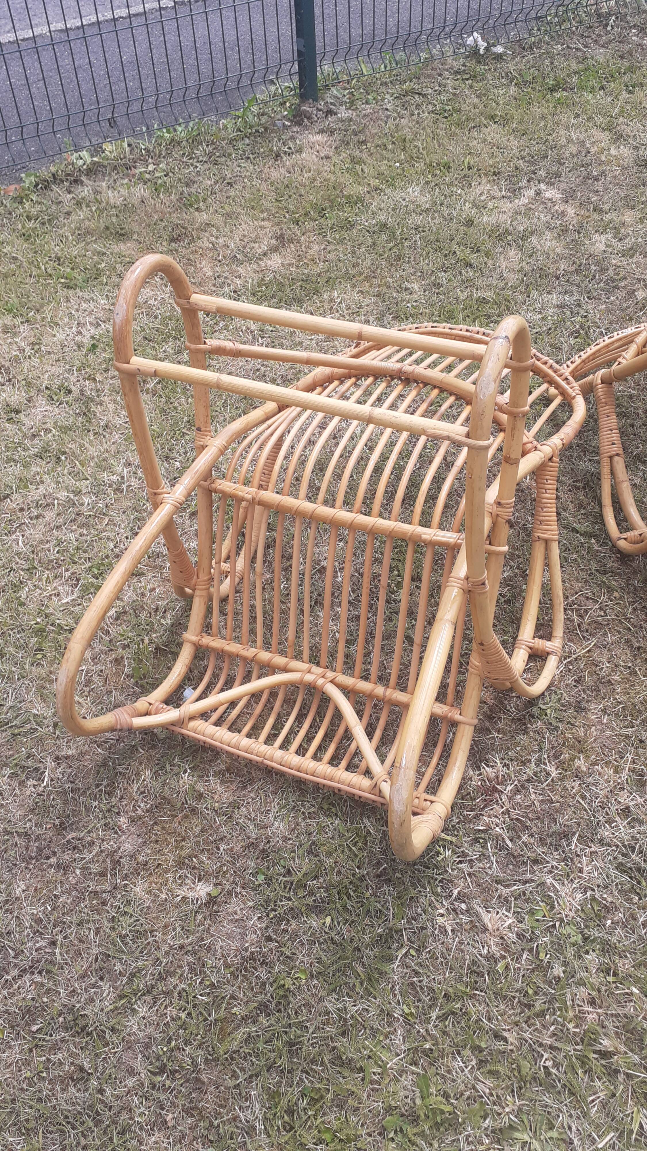 Rattan armchairs design Louis Sognot