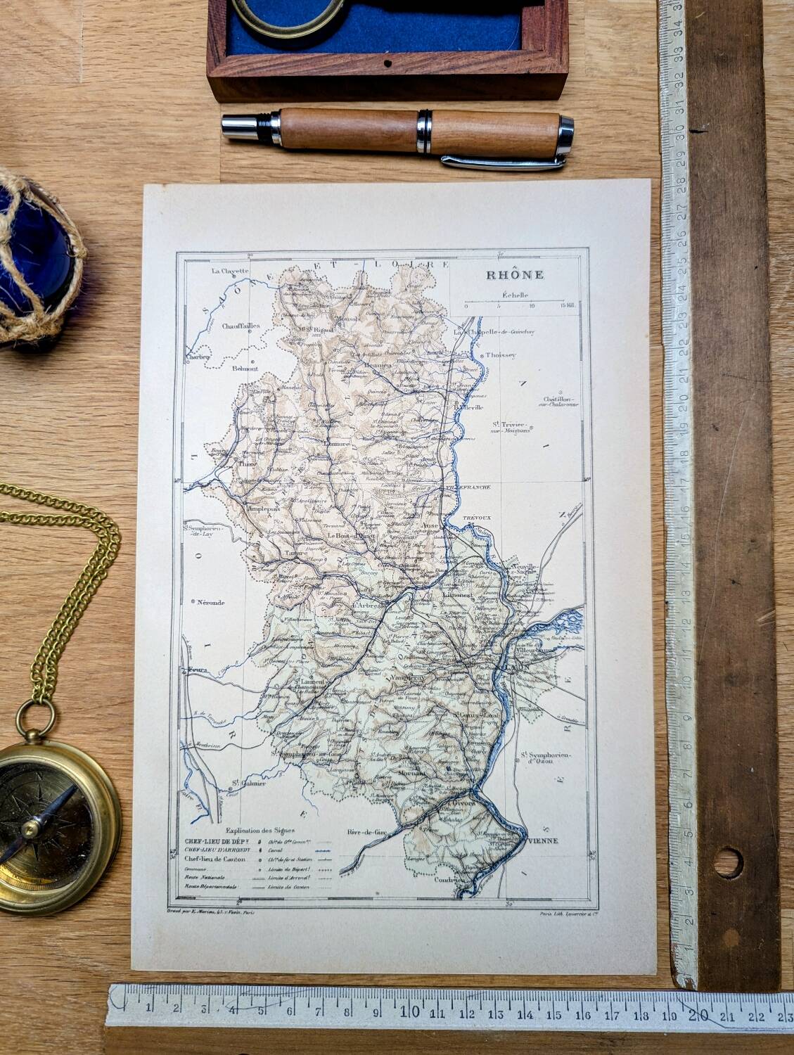 Printed in 1889, Rhône, Auvergne-Rhône-Alpes.