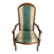 Vintage Voltaire Armchair Green and Beige with Floral Patterns