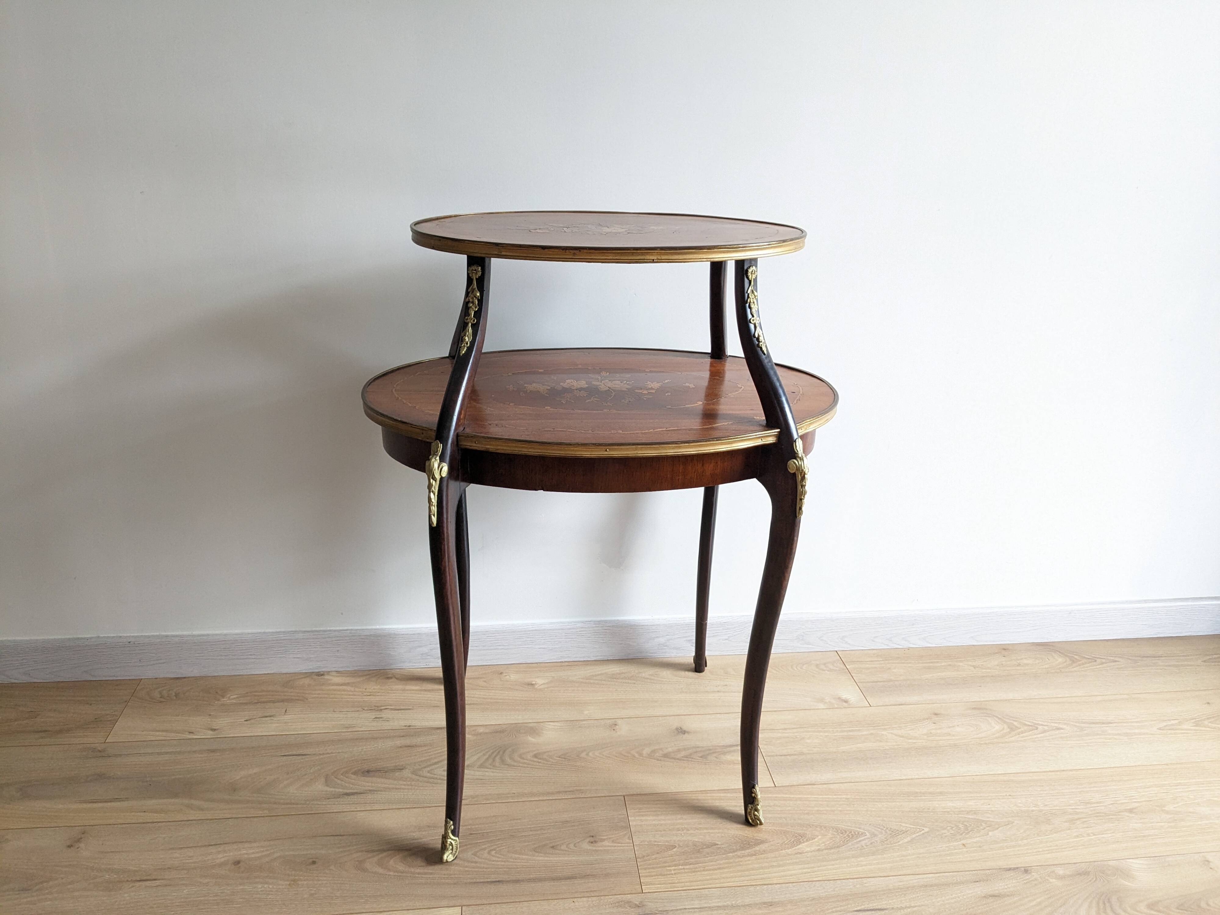 Louis XV style inlaid tea table 19th