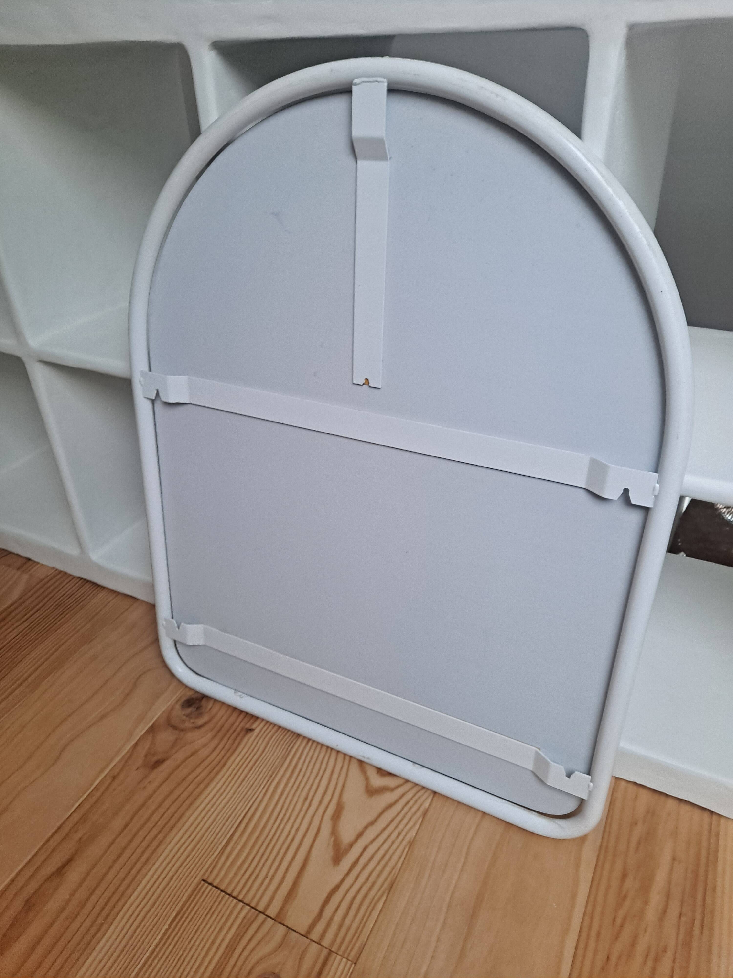 Arch mirror in white tubular steel frame from the 80s