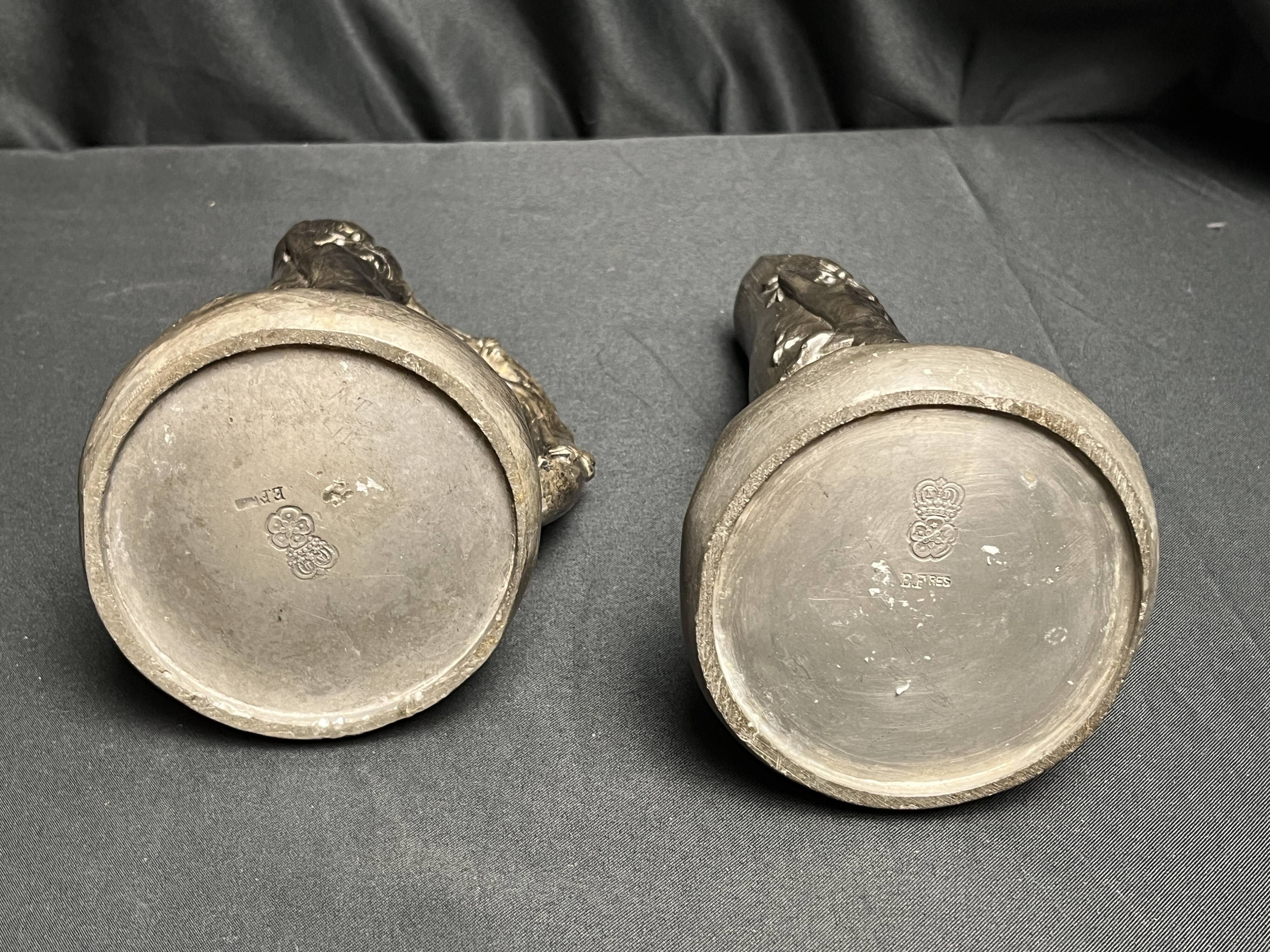 Art Nouveau pair of pewter vases signed W. Hering circa 1900