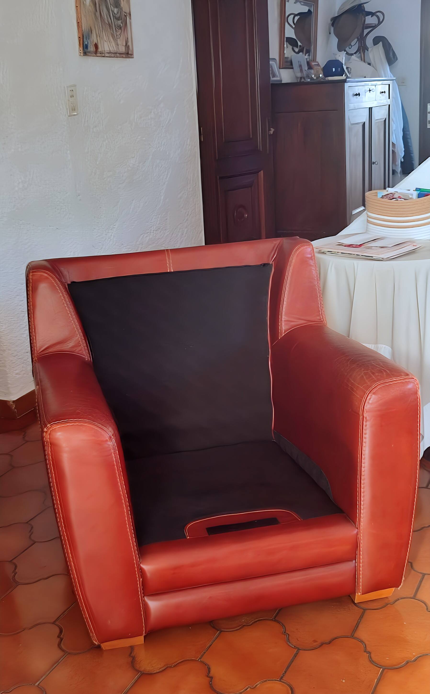 Genuine leather club chairs by Nicoletti, like new.