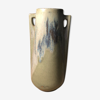 Flamed sandstone vase with 2 handles