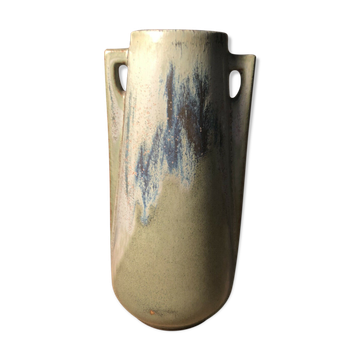 Flamed sandstone vase with 2 handles