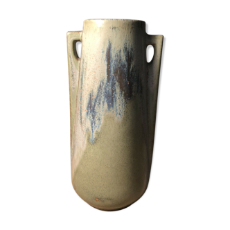 Flamed sandstone vase with 2 handles