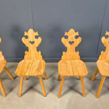 Vintage rustic Tiroler style dining chairs, 1960s