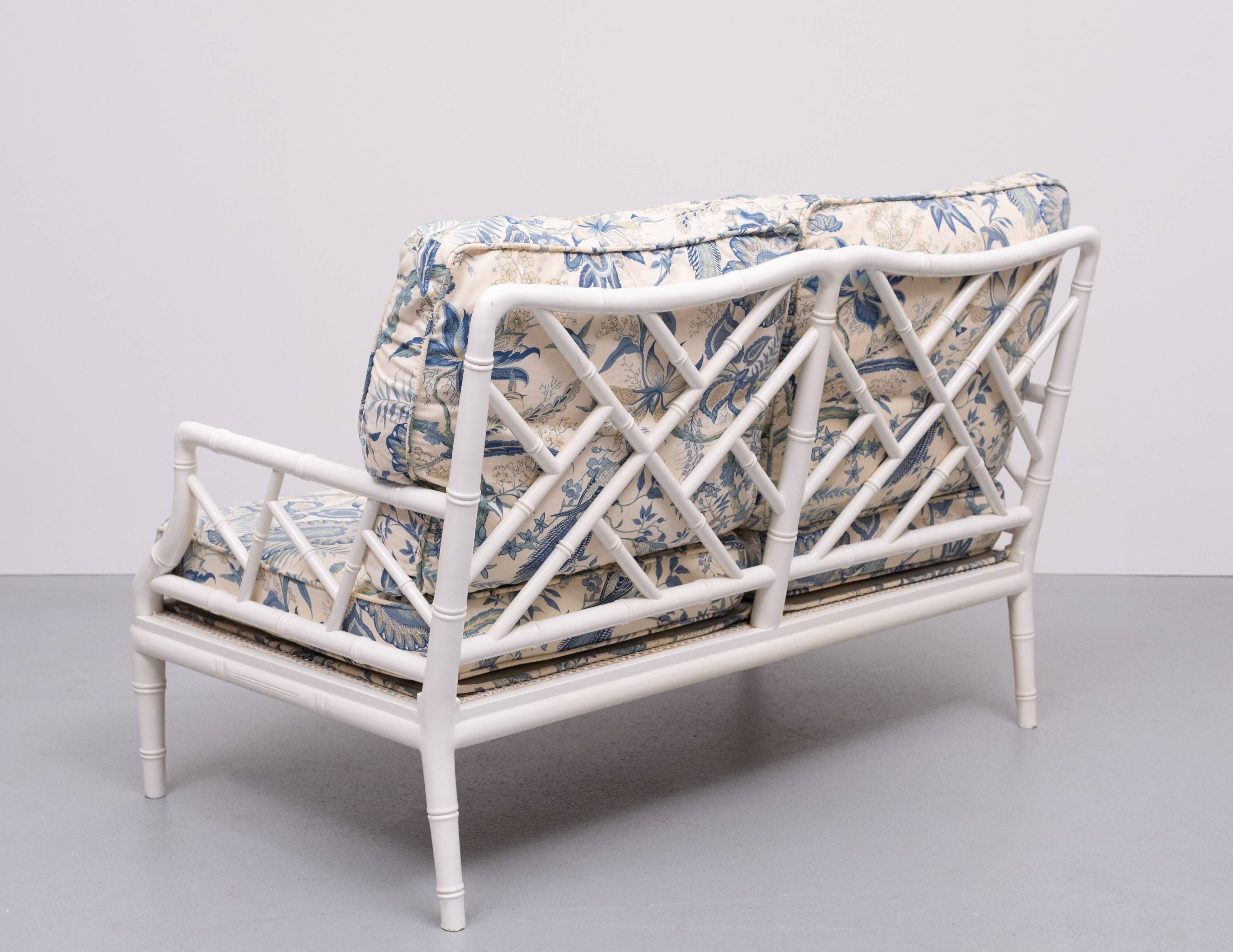 Faux Bamboo Chippendale Two seat Sofa 1970s France