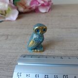 Miniature Chouette Grecque en Laiton Bleue et Dorée, Miniature Chouette de la Sagesse