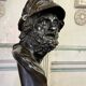 Bust of Ajax, bronze with black patina on a black Belgian marble base, 19th century.