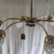 Chandelier with 6 lights in gold-plated metal and glass tulip - mid 20th century.
