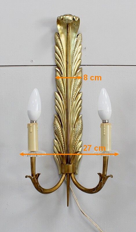 Pair of golden bronze appliques - 1950