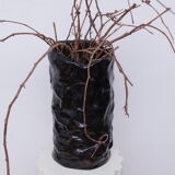 Thick black ceramic vase