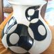 Ceramic ball vase with black and white circles Art Deco Italy Vintage 1940