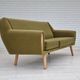 1970s, Danish 3-seater sofa, original very good condition, green furniture fabric, oak