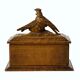 Box box carved wood flower foliage 2 birds black forest with old key