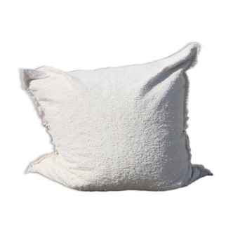 Handmade pouf cover - 120 x 120 cm - White - Recycled cotton