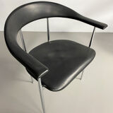 Chrome and rubber 'P40' dining chair by Vegni & Gualtierotti for Fasem, Italy, c.1980