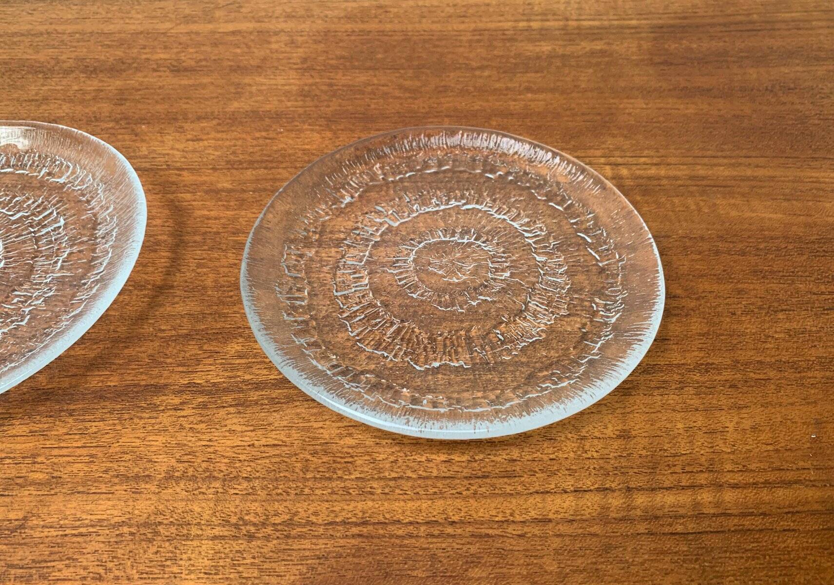 Vintage Finnish Glass Plates Solaris by Tapio Wirkkala for Iittala, Set of 5
