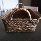 Basket / storage basket in woven rattan - Mid 20th century