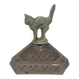 Enamelled advertising ashtray with a cat