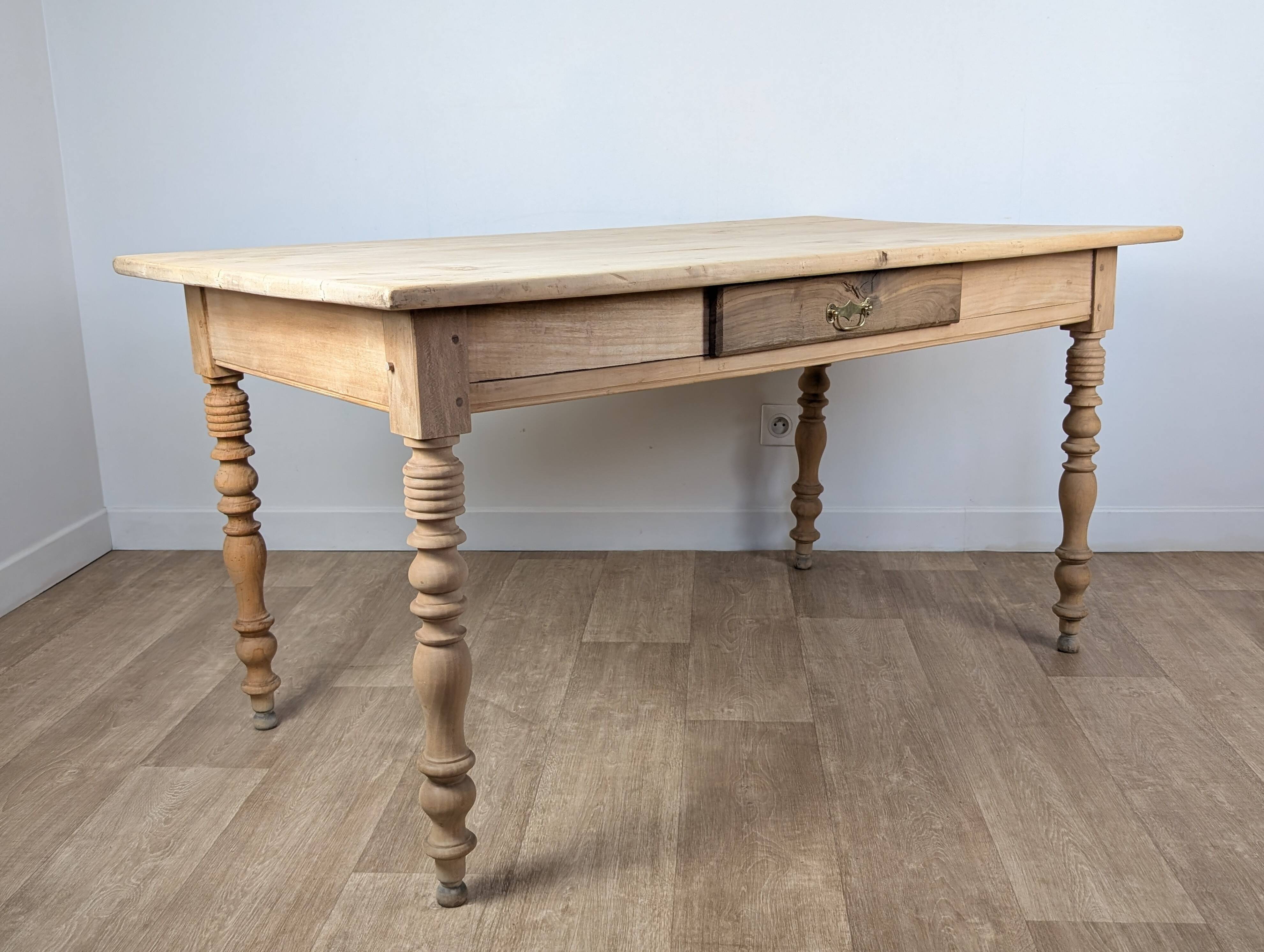 Raw wood farmhouse table
