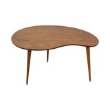 Solid Wood Kidney-Shaped Coffee Table Side Table 1960s