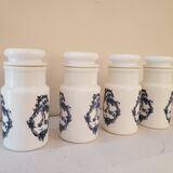 4 opaline bottles blue pattern
