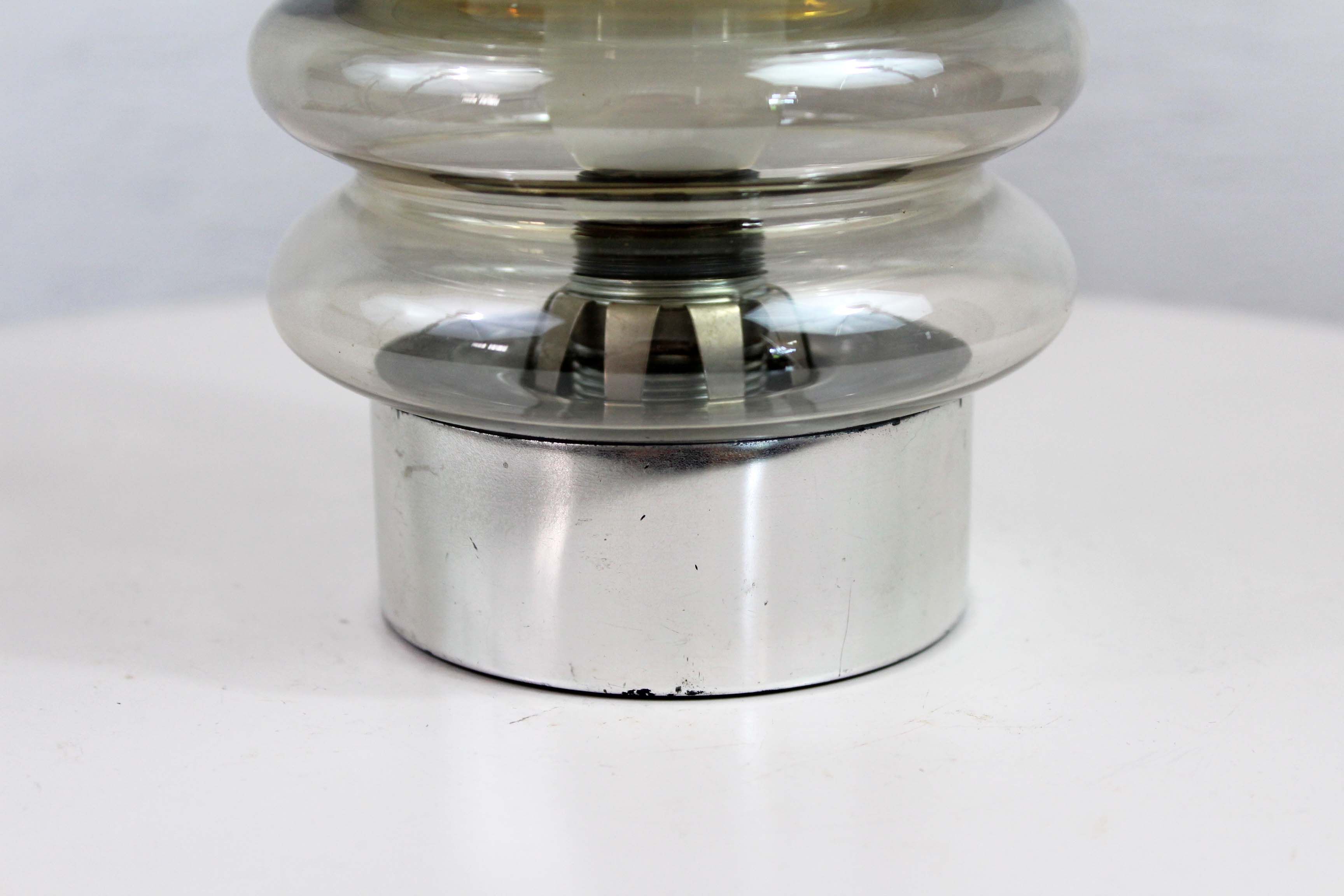 70's smoked glass table lamp