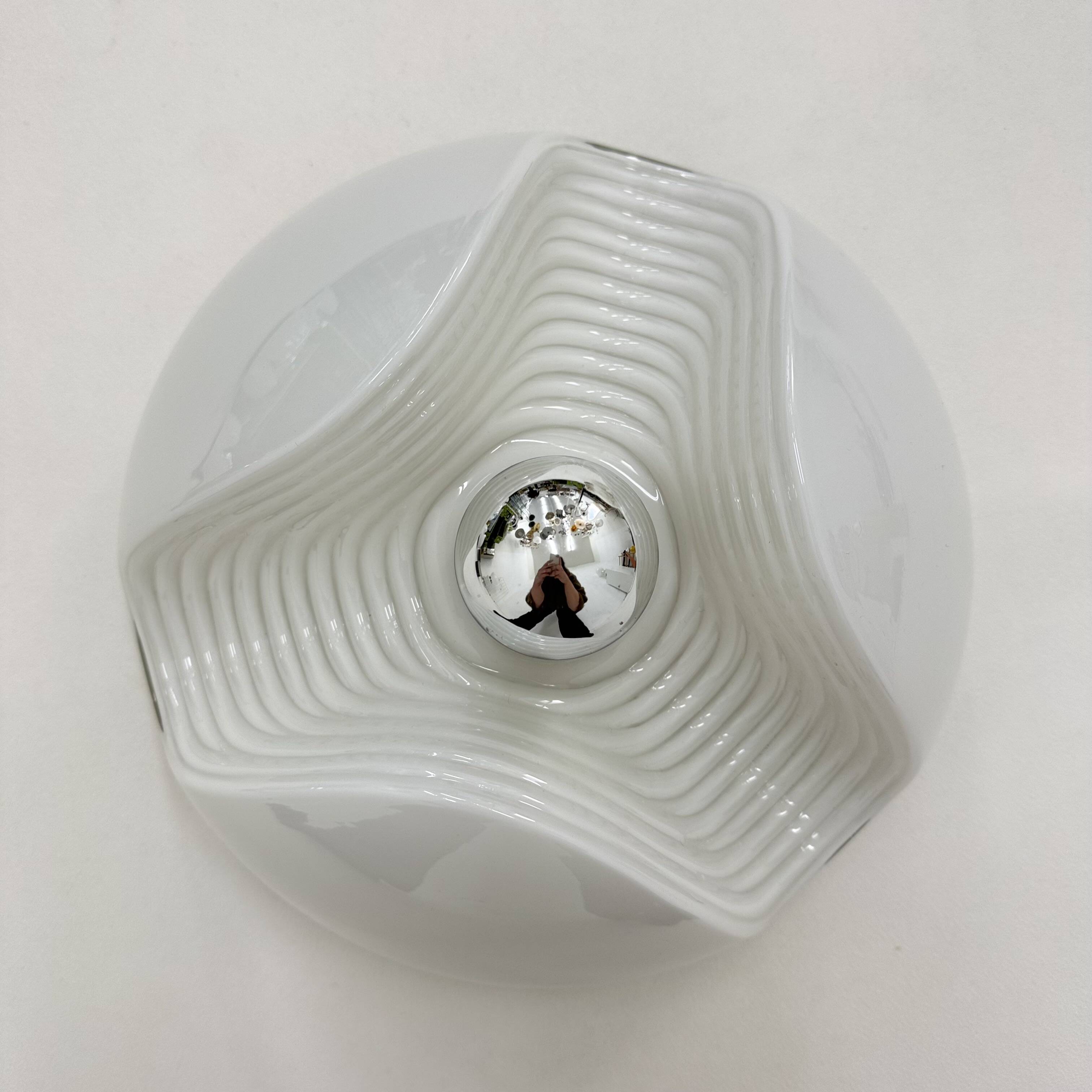 Set of 4 Peil & Putzler Wave milk glass Wall lamp , 1970s