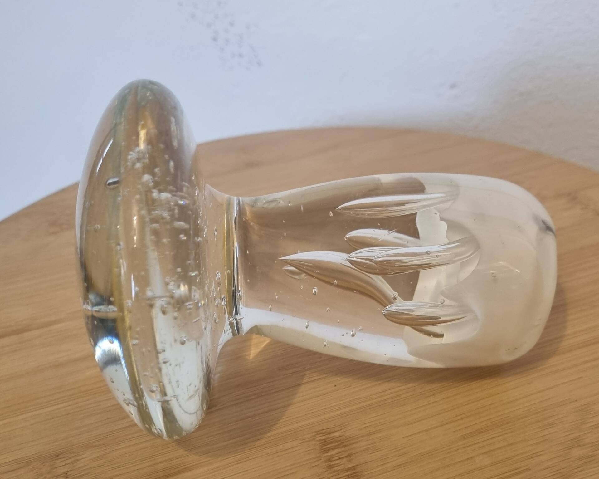Mushroom paperweight blown glass