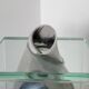 Vase moderniste en aluminium et verre 1980