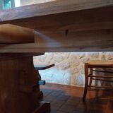 Set of solid oak abbey tables + 2 benches + 2 extension leaves