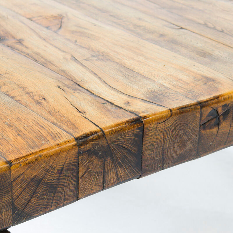 Table basse brutale vintage du milieu du siècle en chêne