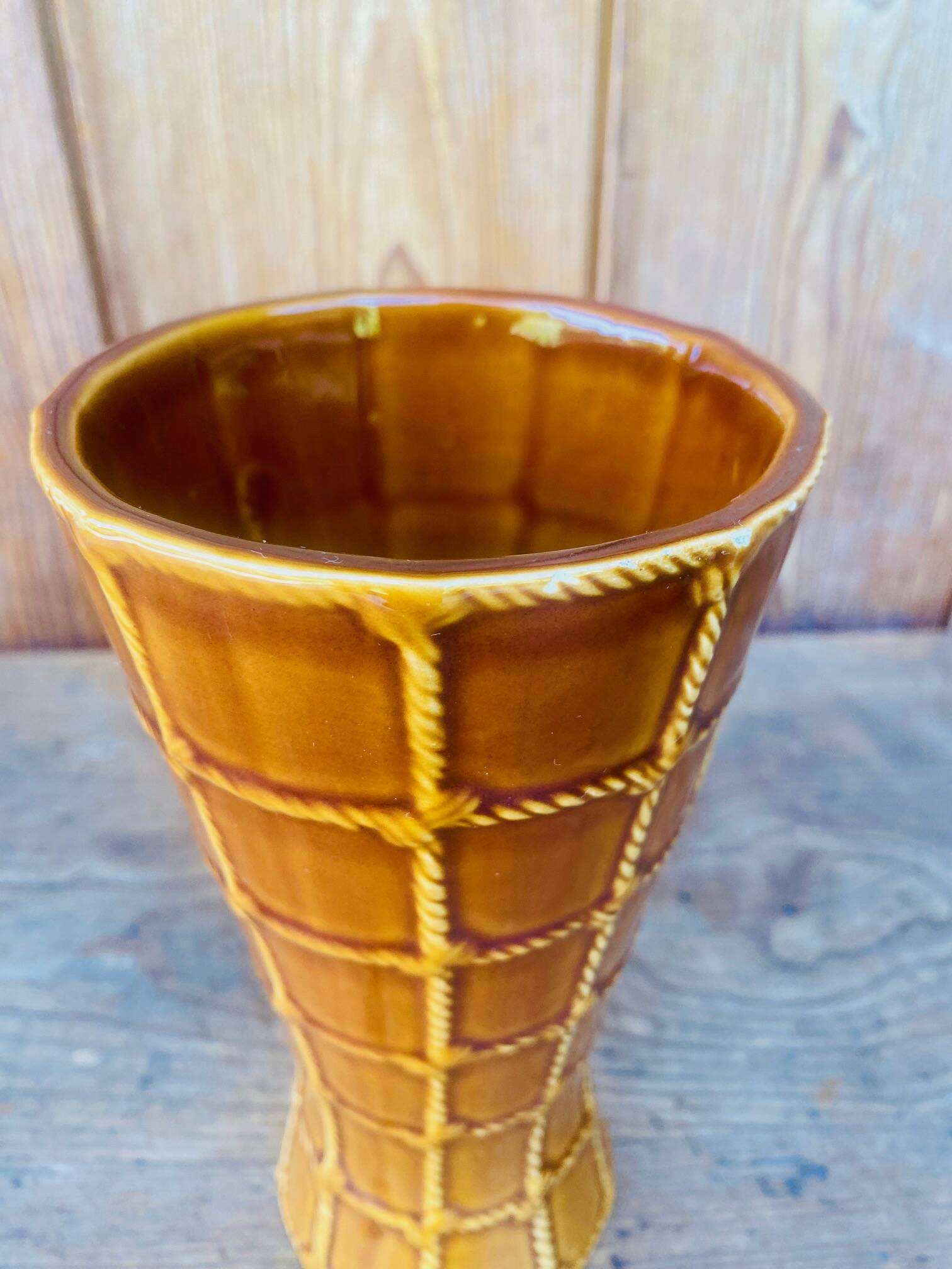 Enamelled barbotine vase St Clement