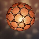 Vintage Round and Colored Glass Pendant Light