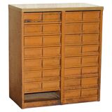 Industrial metal chest of drawers with 30 drawers.