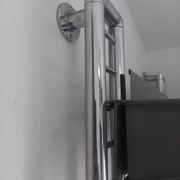 Large chrome wall shelf, aluminium and metal, 1970s industrial, 220cm.