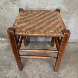 Antique Perriand style rattan cane stool