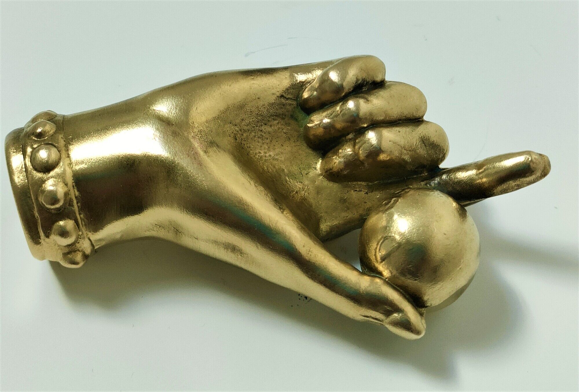 hand bronze art paperweight pen holder early XXth