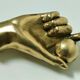 hand bronze art paperweight pen holder early XXth