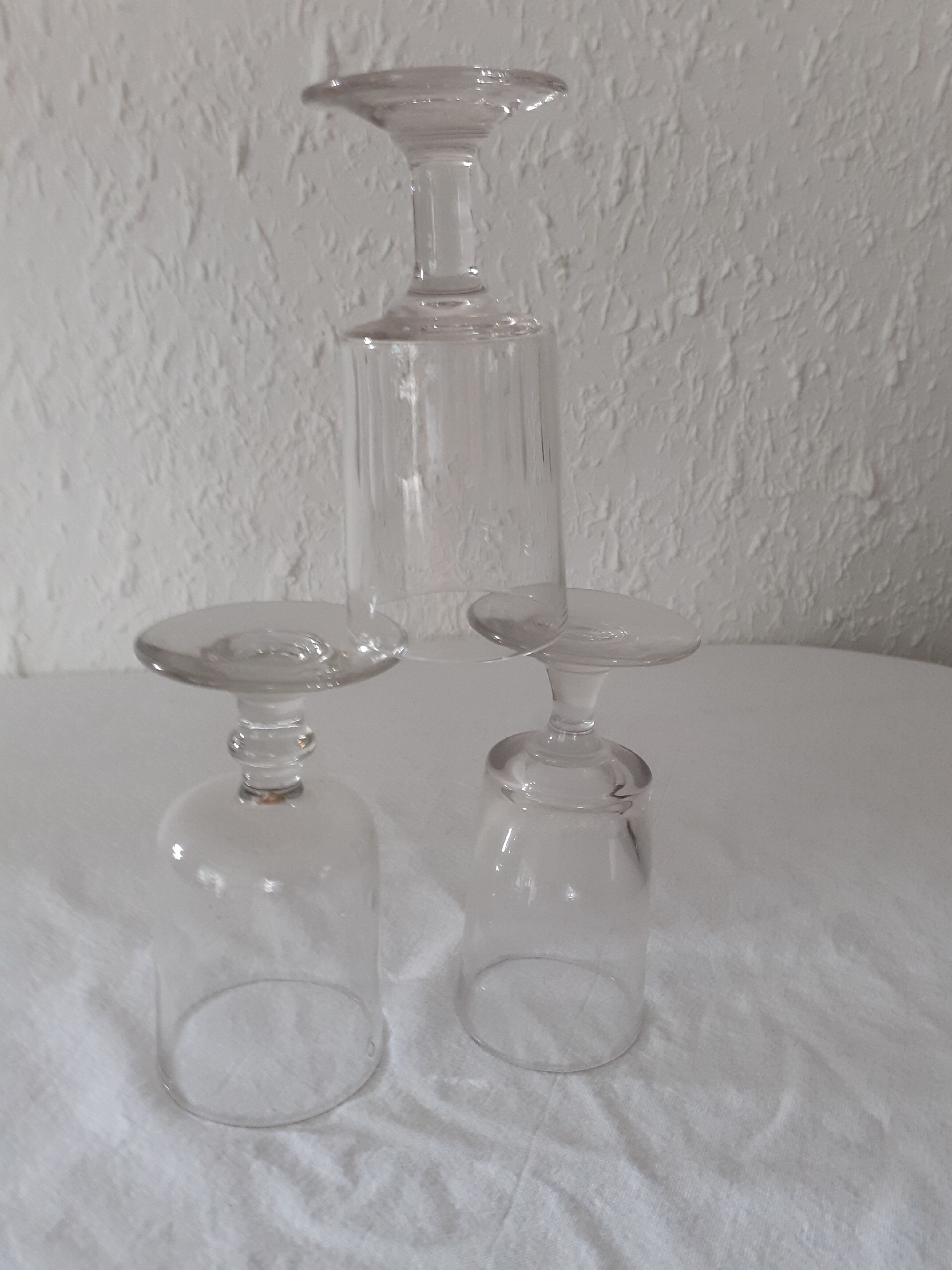 3 old bubbled glasses large model early XXth