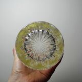 Large moulded glass vase, draped decoration, vintage 1960s.