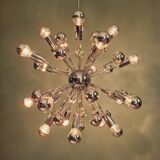 Lustre Sputnik en métal chromé, 20 points lumineux, années 70