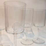 6 verres à pied en verre gravé