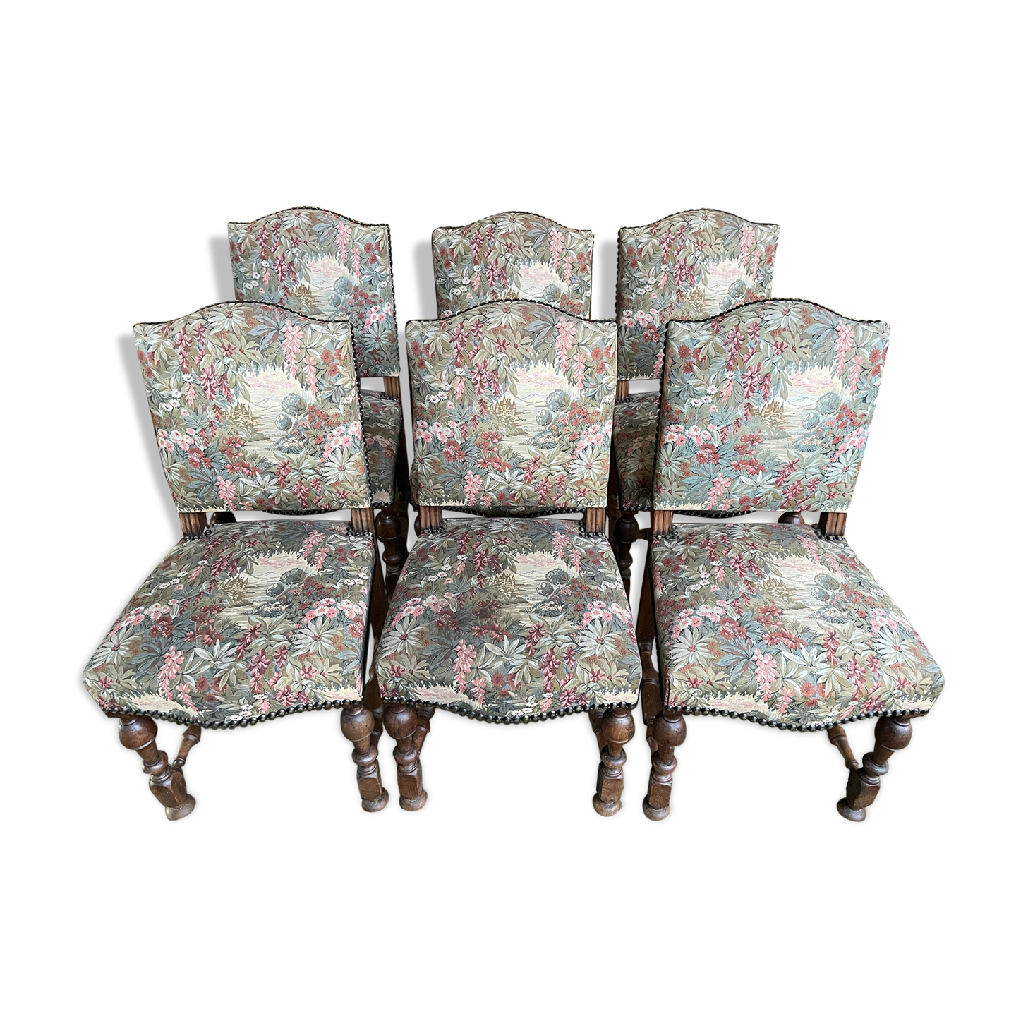 Suite of 6 Louis XIII style chairs