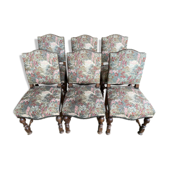 Suite of 6 Louis XIII style chairs