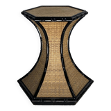 Coastal palm regency rattan bamboo side table or dining table base, France, 1970s