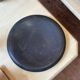 Vintage sculptural polished black marble donut plate flat tray empty po